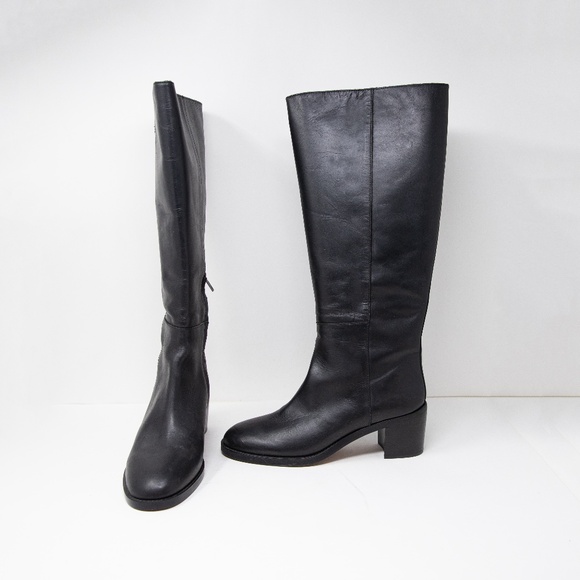 NEW Madewell The Francie Genuine Leather Block Heel Tall Boot Extended Calf 8.5